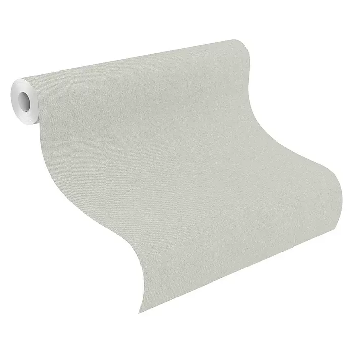 Rasch Color your life Vliestapete Struktur-Uni - Blassgrün, Uni, 10,05 x 0,53 m - Helle, texturierte Tapetenrolle, entrollend.
