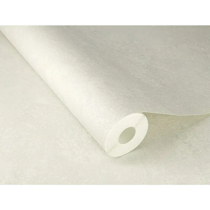 Rasch Factory V Vliestapete Metalloptik - Hellgrau, Uni, 10,05 x 0,53 m - Nahaufnahme einer Rolle Vinyltapete in einem hellen Farbton, die eine subtile Textur und ein elegantes Erscheinungsbild bietet.