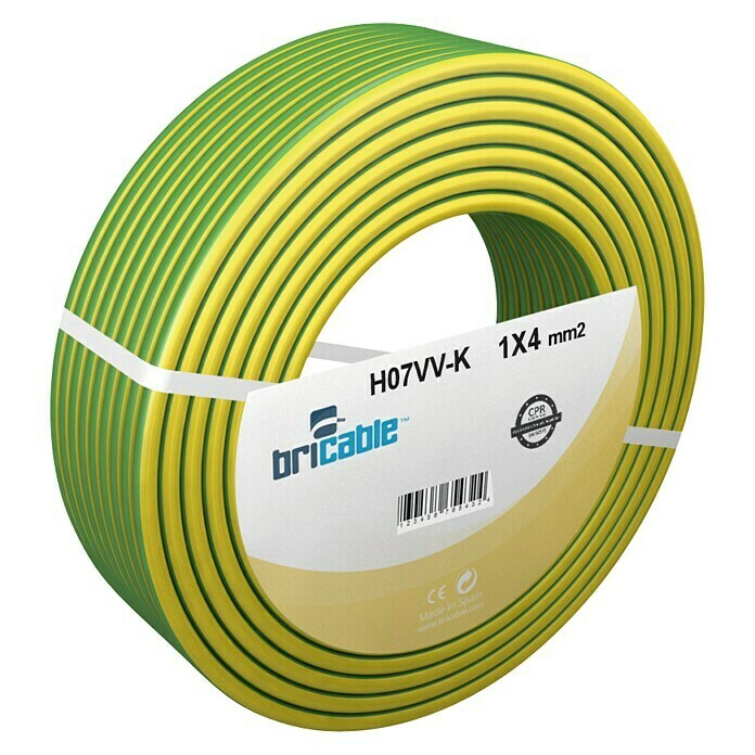 Bricable Cable unipolar tierra (H07V-K1x4, 25 m, Verde / amarillo)