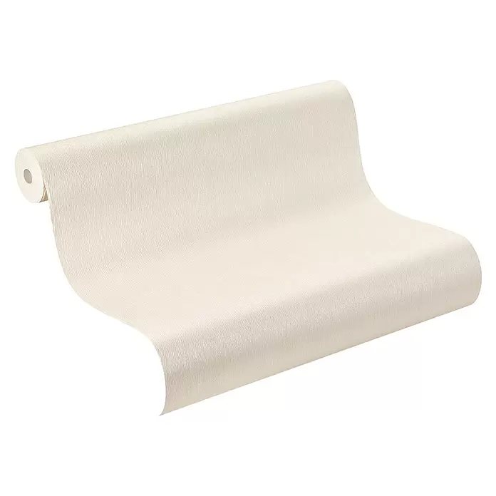 Rasch African Queen III Vliestapete Felloptik - Creme, Uni, 10,05 x 0,53 m - Rolle hellbeiger strukturierter Tapete, teilweise abgerollt.
