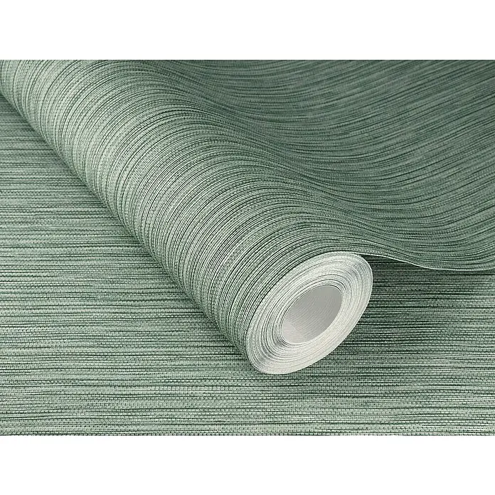 Rasch Curiosity Vliestapete Längsstruktur-Uni - Grau-Grün, Uni, 10,05 x 0,53 m - Rolle textile Vinyltapete in gedämpftem Grün, ideal für eine moderne Wandgestaltung und stilvolle Innenräume.