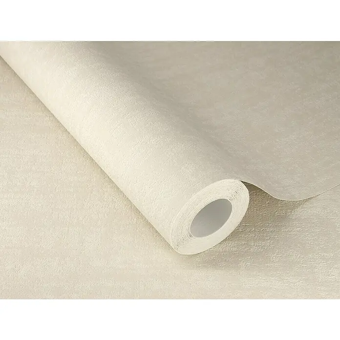 Rasch Wall Textures VI Vliestapete Uni-Struktur - Hellbeige, Uni, 10,05 x 0,53 m - Nahaufnahme einer Rolle hochwertiger, beiger Vinyltapete mit dezenter Textur für stilvolle Wandgestaltung im Innenbereich.