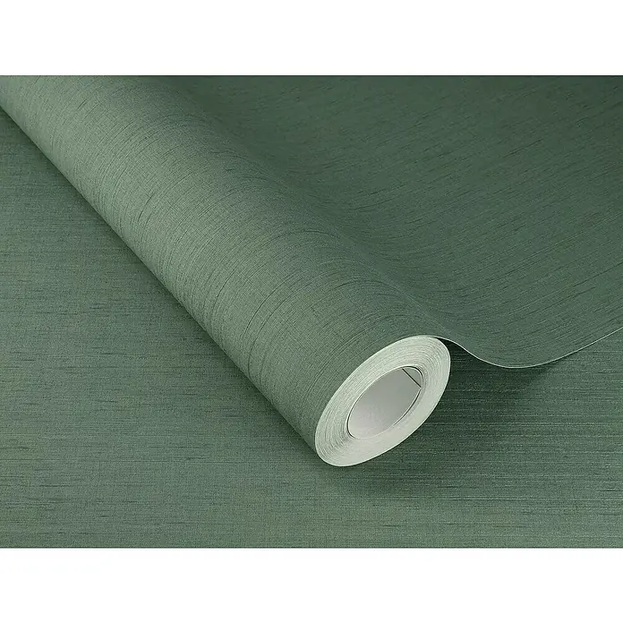 Rasch Wall Textures VI Vliestapete Struktur-Uni - Moosgrün, Uni, 10,05 x 0,53 m - Rolle grüner Textiltapete mit feiner Struktur für eine elegante Wandgestaltung.