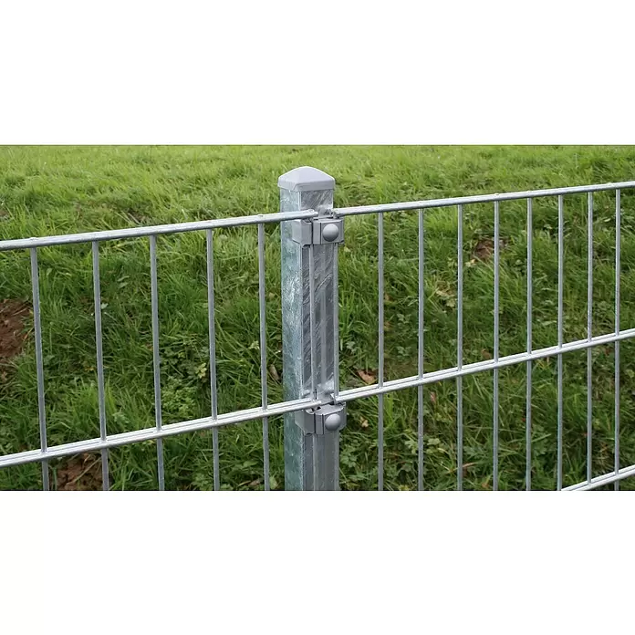 Kraus Zaunpfosten - L x B x H: 4 x 4 x 150 cm, Silber, Stahl, Zum Einbetonieren - Verzinkter Metallzaunpfosten mit passenden silbernen Gitterzaunfeldern, mit Klemmen befestigt.
