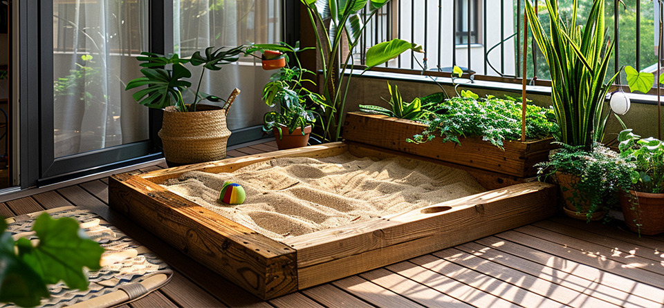 Sandkasten auf Balkon; Bühne für Ratgeber