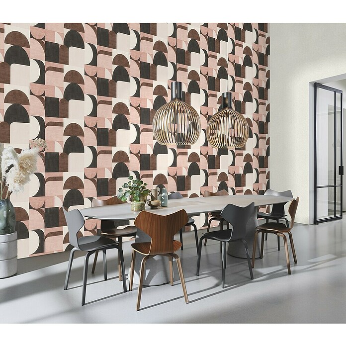 Rasch Symphony Vliestapete Retro (Dunkelbraun, Grafisch, 10,05 x 0,53 m ...