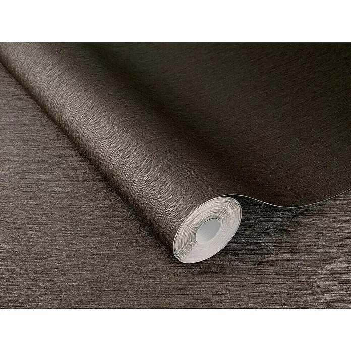 Rasch Sky Lounge Vliestapete Metallic-Uni - Dunkelbraun, Uni, 10,05 x 0,53 m - Eine Rolle dunkler, strukturierter Tapete, ideal für moderne Innenräume. Die Tapete hat eine feine, textile Optik.