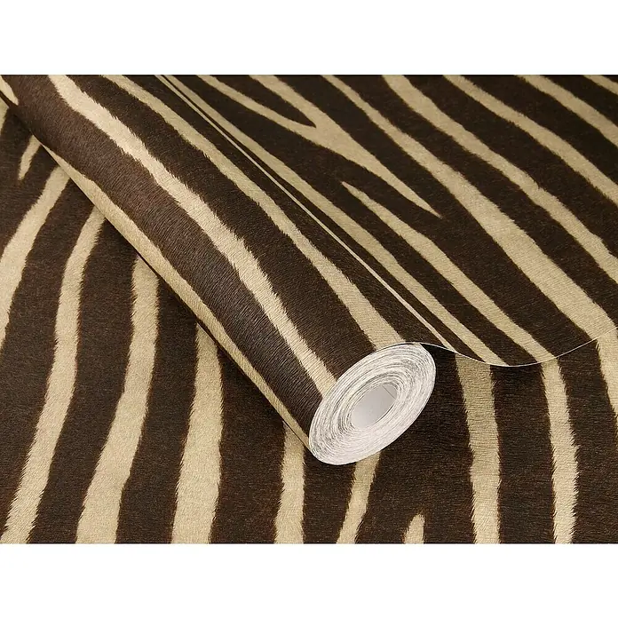 Rasch African Queen III Vliestapete Zebrafell - Dunkelbraun, Tieroptik, 10,05 x 0,53 m - Eine Rolle Zebra-Tapete, die das Fellmuster eines Zebras zeigt und eine exotische und stilvolle Note verleiht. Perfekt für Akzentwände.