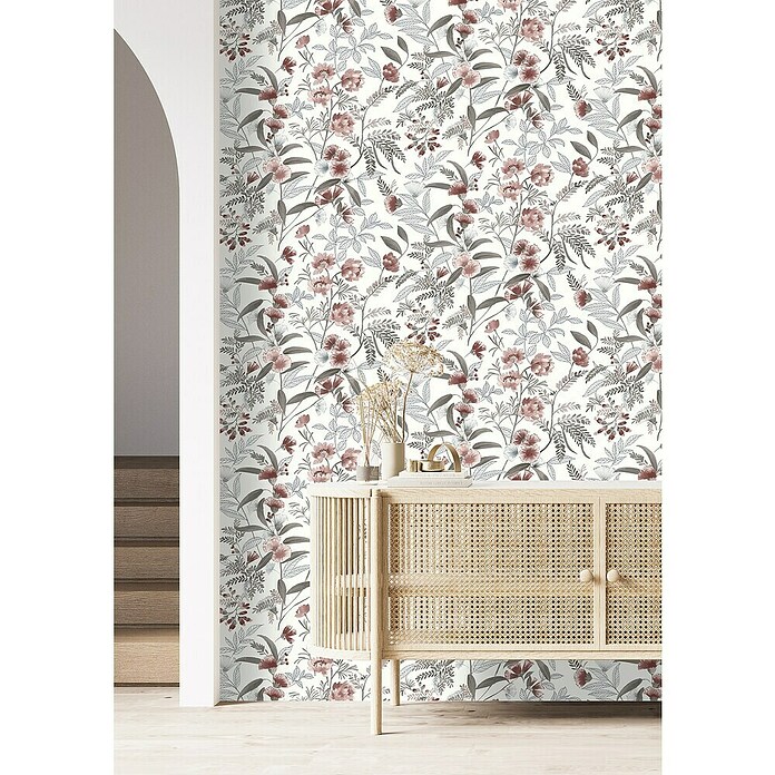 Rasch Symphony Vliestapete Blumen (Dunkelrot, Floral, 10,05 x 0,53 m) | BAUHAUS