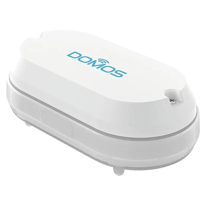 Domos Sensor de agua inteligente WiFi - Funciona con pilas - Imagen del producto de un dispositivo Domos blanco, ideal para la domótica. Diseño compacto para una integración discreta.