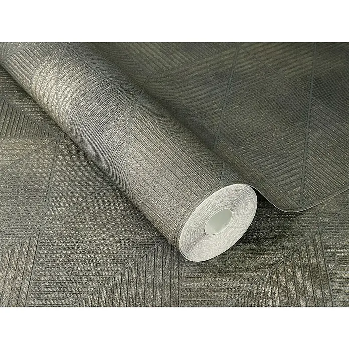 Rasch Welcome home Vliestapete Struktur-Uni - Graublau, Grafisch, 10,05 x 0,53 m - Eine Rolle anthrazitfarbene geometrische Tapete mit einem modernen und stilvollen Design, perfekt für die Wandgestaltung.