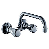 Grifo de cocina bimando de pared Aida (Gris, Brillante) | BAUHAUS