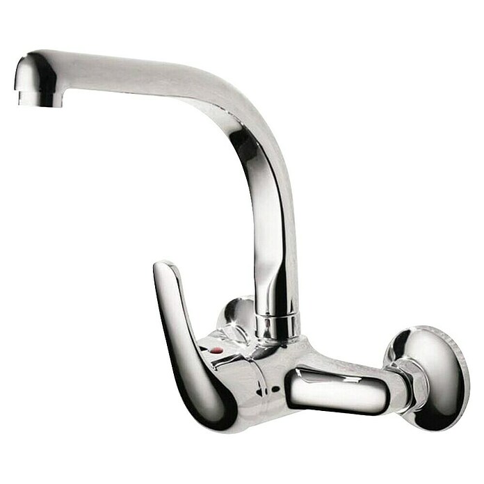Grifo de cocina de pared Norma (Cromo, Brillante, Sistema de apertura en frío) | BAUHAUS