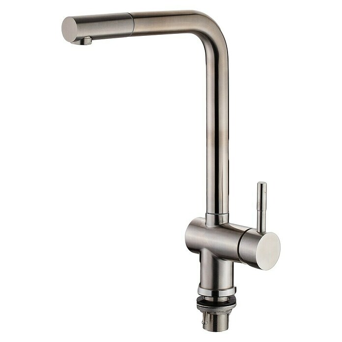 Grifo de cocina extraíble Iris L (Inox, Satinado) | BAUHAUS