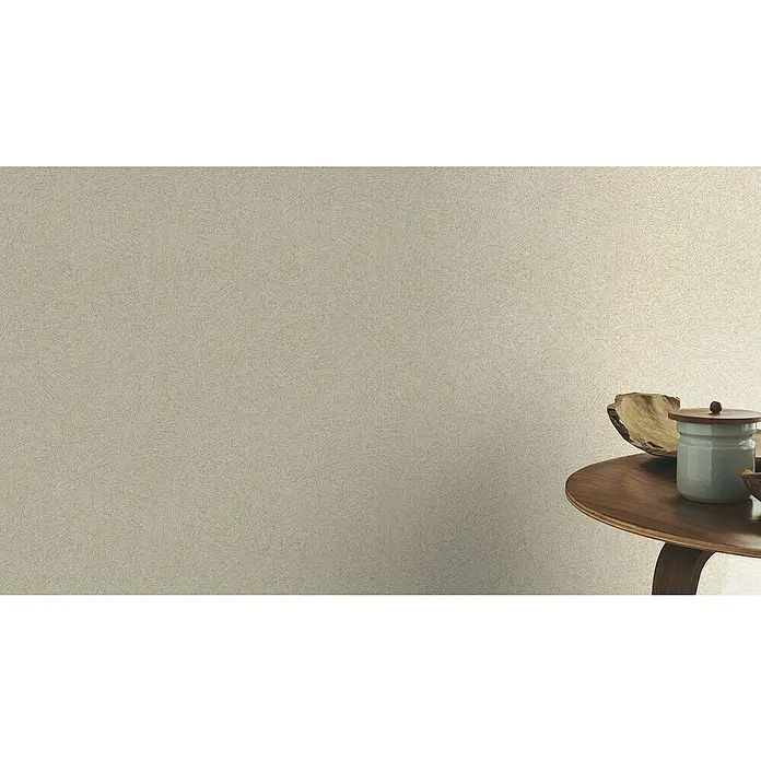 Rasch Wall Textures VI Vliestapete Strukturierter Putz-Uni - Hellbeige, Streifen, 10,05 x 0,53 m - Nahaufnahme einer strukturierten Tapete in sanften Farbtönen mit einer subtilen, natürlichen Anmutung.