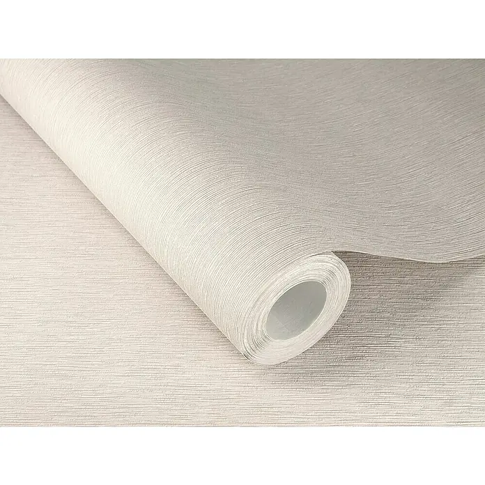 Rasch Color your life Vliestapete Längsuni - Beigerosa, Uni, 10,05 x 0,53 m - Nahaufnahme einer Rolle cremefarbener Tapete mit subtiler Textur, die sich perfekt für eine elegante Wandgestaltung eignet.