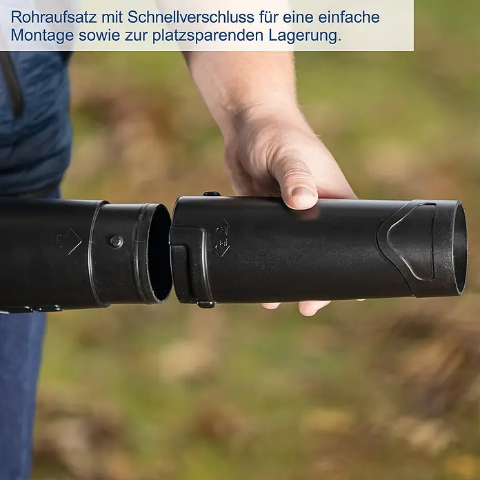 Scheppach IXES 20V Akku-Laubbläser C-BL700-X Set S - 20 V, 1 Akku, 2 Ah, Blasgeschwindigkeit: 32 m/s - 155 km/h, Blasleistung: 516 m³/h - Rohraufsatz mit Schnellverschluss für einfache Montage und platzsparende Lagerung. Praktisches Zubehör für Garten und Werkstatt.