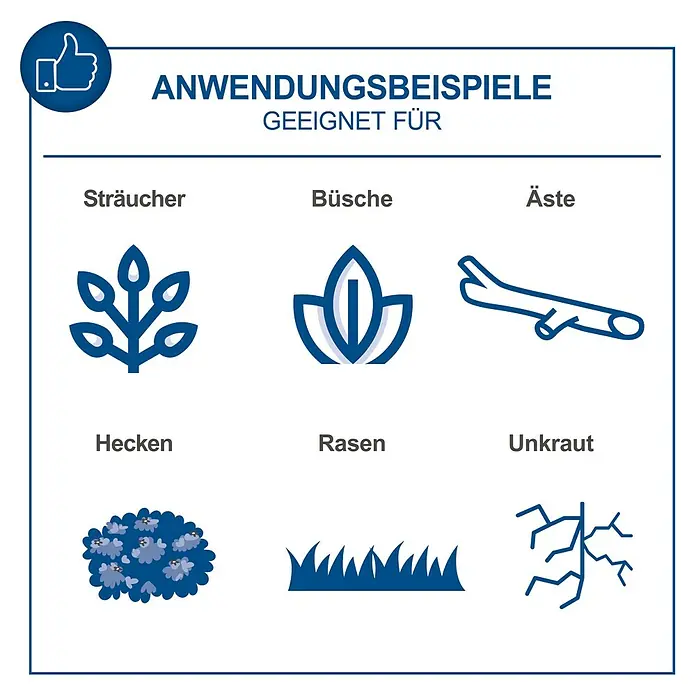 Scheppach IXES 20V Akku-Multifunktionswerkzeug BC-MFH400-X Set -  - Anwendungsbeispiele für Sträucher, Büsche, Äste, Hecken, Rasen und Unkraut.