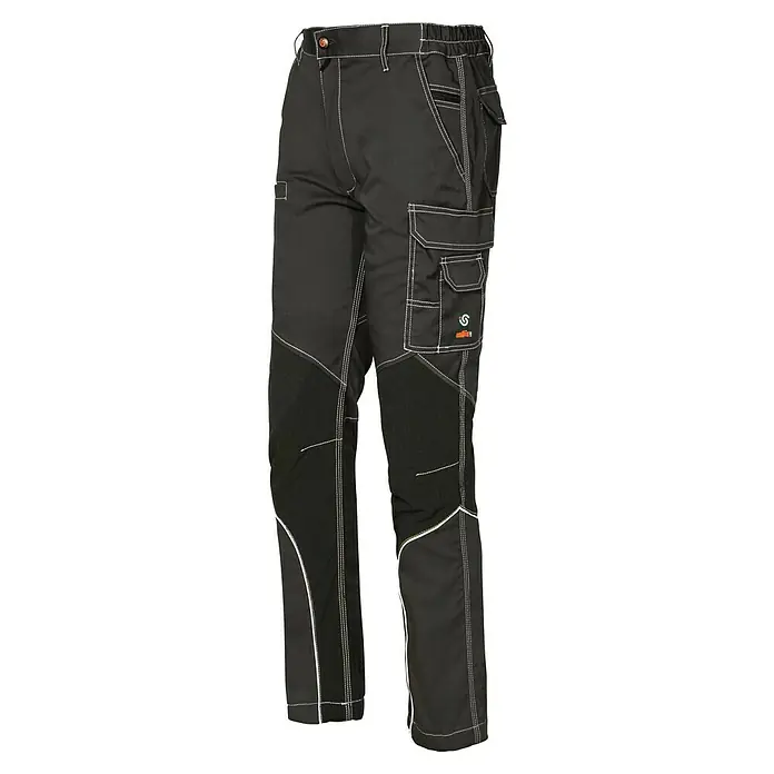 Industrial Starter Pantalones de trabajo Stretch Extreme - XS, Gris oscuro - Pantalones de trabajo negros con costuras blancas y un práctico bolsillo cargo. Ideal para profesionales y entornos laborales exigentes.