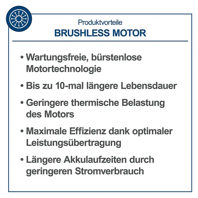Scheppach IXES 20V Akku-Rasenmäher BC-MP320-X - 20 V, 1 Akku, 4 Ah, Schnittbreite: 32 cm - Produktvorteile eines Brushless Motors: Wartungsfrei, längere Lebensdauer, geringere thermische Belastung, maximale Effizienz, längere Akkulaufzeiten.