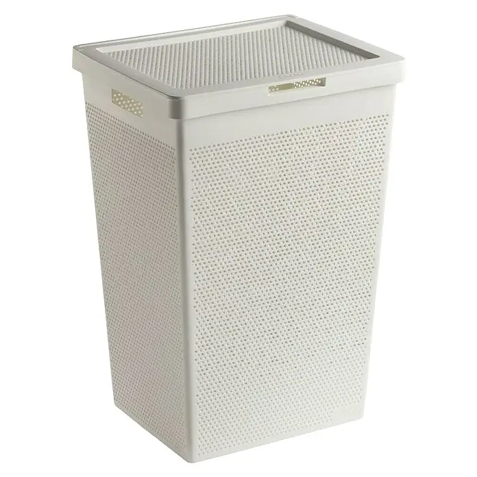Tatay Bohol Cesta para la ropa - L x An x Al: 42,5 x 35,5 x 62 cm, Blanco sky - Cesto de ropa blanco espacioso con tapa, ideal para cualquier baño o lavadero. Práctico y elegante para guardar la ropa sucia.