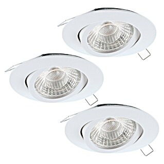 Eglo Set okroglih LED vgradnih svetilk Tedo 1 (4,8 W, Bela, Topla bela)