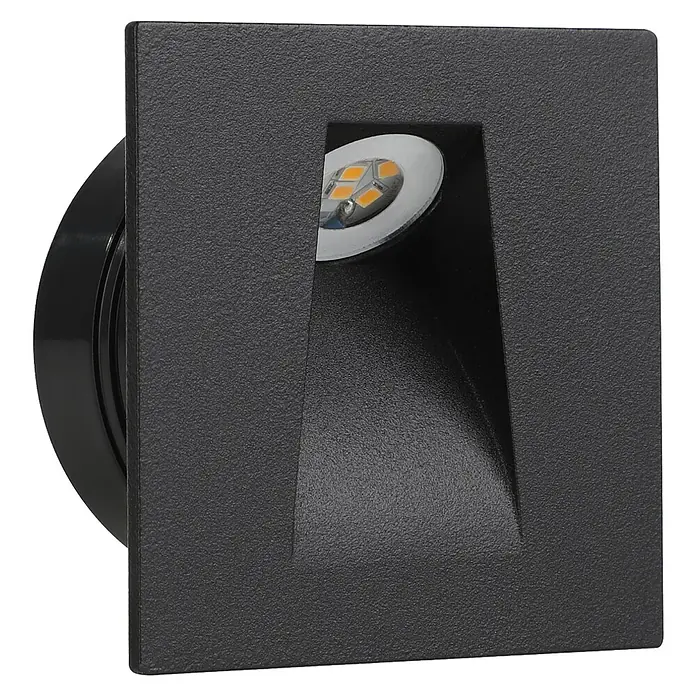 Eglo LED-Einbauspot Mecinos - Schwarz, L x B x H: 80 x 80 x 3 mm, Warmweiß - Schwarze quadratische LED-Wandleuchte für den Außenbereich, ideal zur Beleuchtung von Wegen und Gärten. Robustes Design für den dauerhaften Einsatz.