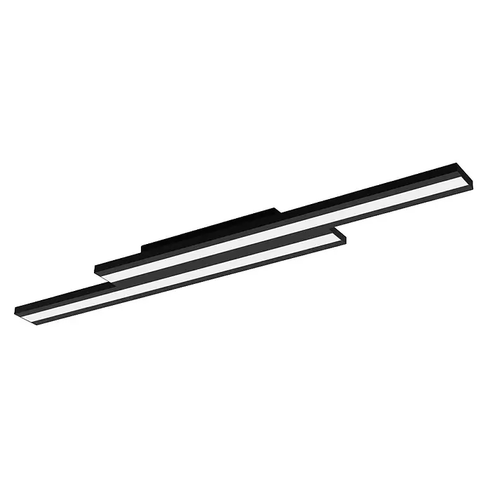 Eglo LED-Deckenleuchte Saliteras-Z - 10,2 W, L x B x H: 116 x 16 x 5 cm, Schwarz, Neutralweiß - Schwarze lineare LED-Leuchte mit weißen Diffusoren und gestufter Form.