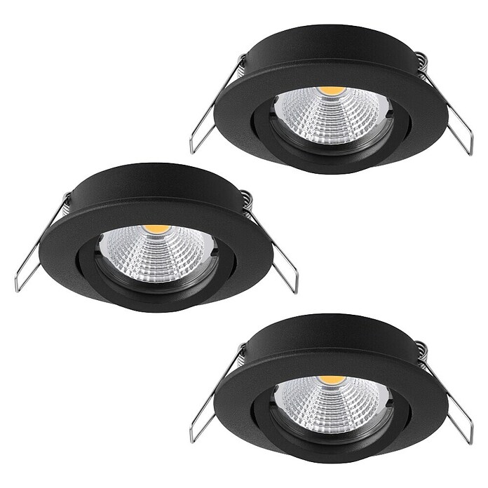 Eglo Set okroglih LED vgradnih svetilk Tedo 1  (14,4 W, Črna, Toplo bela) | Vgradni žarometi | Reflektorji in žarometi | Svetila | Elektro in svetila | Izdelki | BAUHAUS