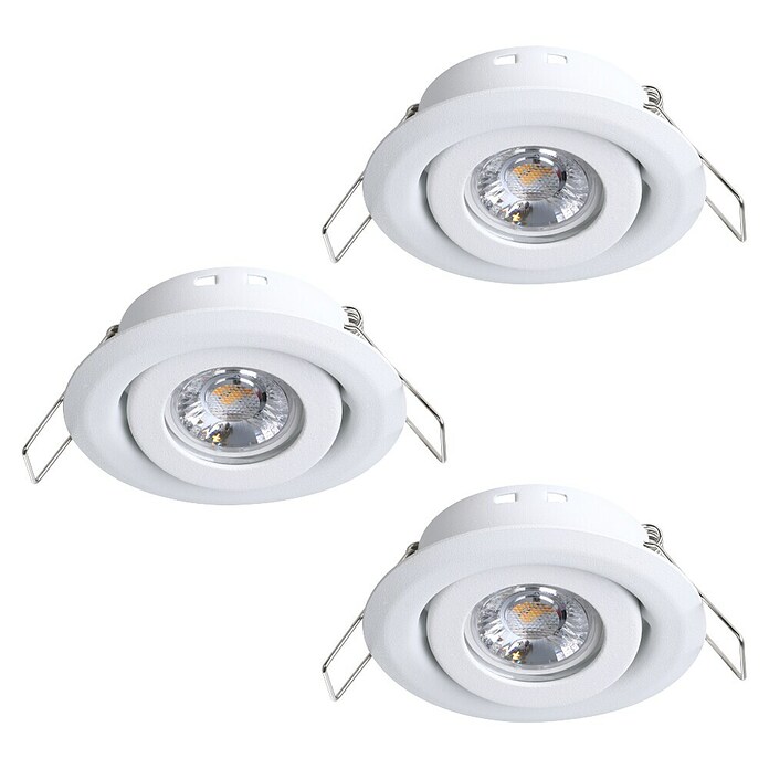 Eglo Set okroglih LED vgradnih svetilk Saliceto Mini-Puck 2  (4,2 W, Ø x V: 7,7 x 2,3 cm, Bela, Toplo bela) | Vgradni žarometi | Reflektorji in žarometi | Svetila | Elektro in svetila | Izdelki | BAUHAUS
