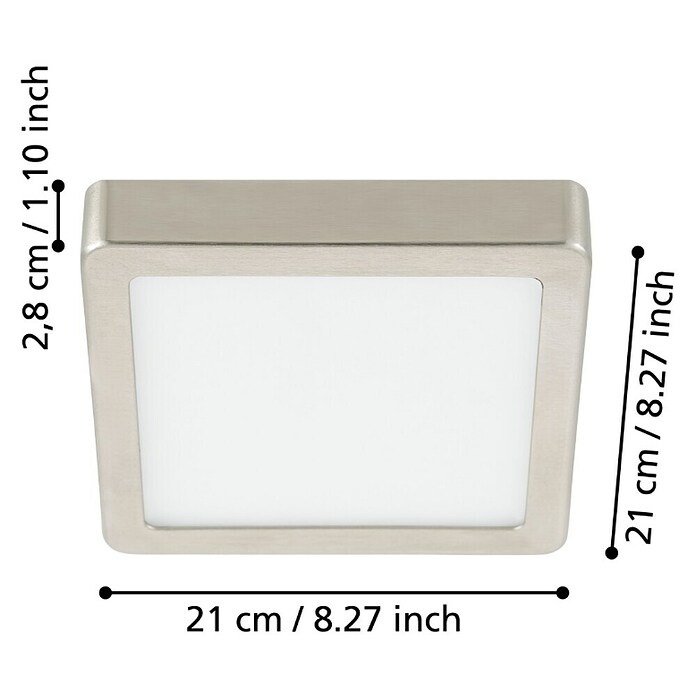 Eglo Led-plafondlamp FUEVA (l x b x h: 21 x 21 x 2,8 cm, Grijs) | BAUHAUS