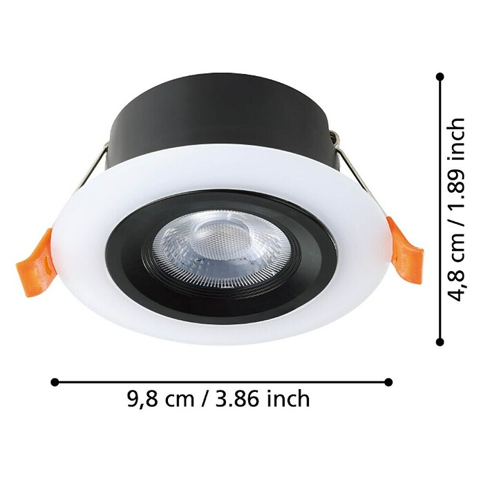 Eglo Led-inbouwspot CALONGE (Warm wit, Diameter: 10 cm, 3 st., Zwart / Wit) | BAUHAUS