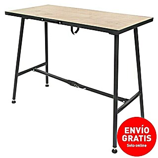 Rikta Banco de trabajo (L x An: 100,5 x 50,6 cm, Altura de trabajo: 84 cm, Carga soportada: 150 kg, Negro/Natural)