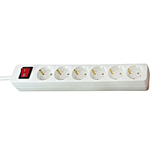 Brennenstuhl Steckdosenleiste H05VV-F 3G1,5 (Weiß, IP20, Anzahl Steckdosen Schuko: 6 Stk., Mit Schalter, Kabellänge: 1,4 m)