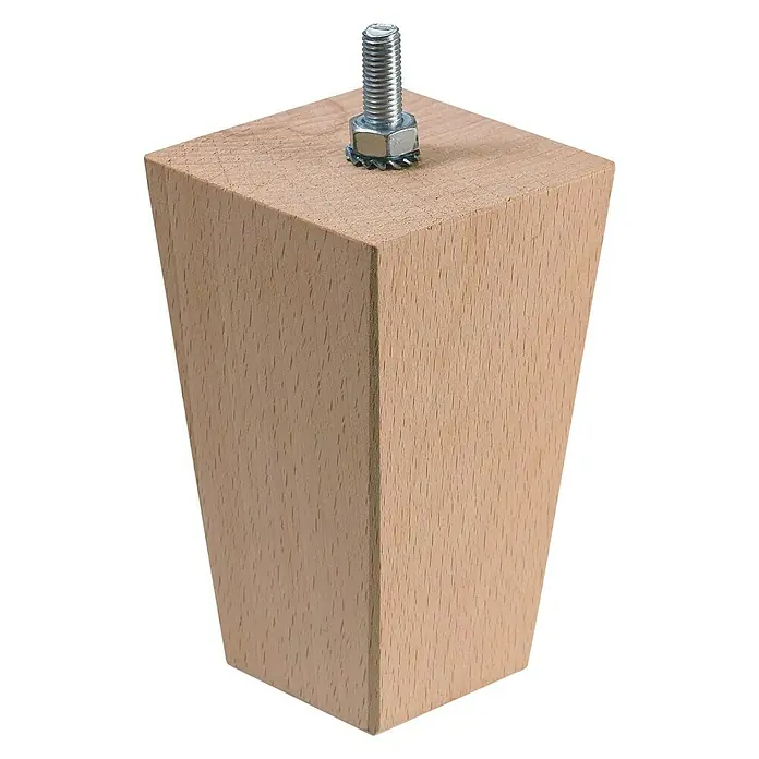 Hettich Möbelfuß Vasio - L x B x H: 7 x 7 x 12 cm, Traglast: 50 kg, Holz - Holzmöbelfuß mit Gewinde und Mutter, ideal für DIY-Möbelprojekte, sorgt für Stabilität und modernes Design.