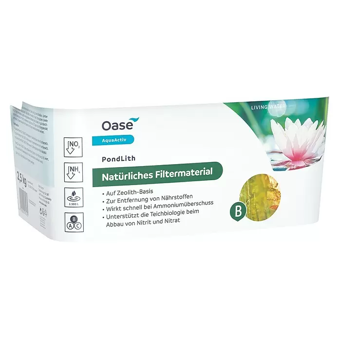 Oase AquaActiv Zeolith Pondlith Filtermaterial - 2,5 kg - Oase AquaActiv PondLith 2,5 kg Beutel mit natürlichem Zeolith-Filtermaterial für Teiche.