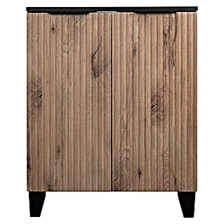Riva Waschtischunterschrank Rigato (58,5 x 32,9 x 68 cm, Eiche/Schwarz, Strukturiert)
