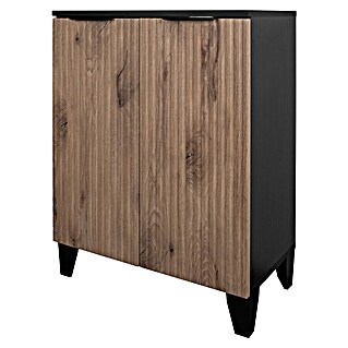 Riva Waschtischunterschrank Rigato (58,5 x 32,9 x 68 cm, Eiche/Schwarz, Strukturiert)