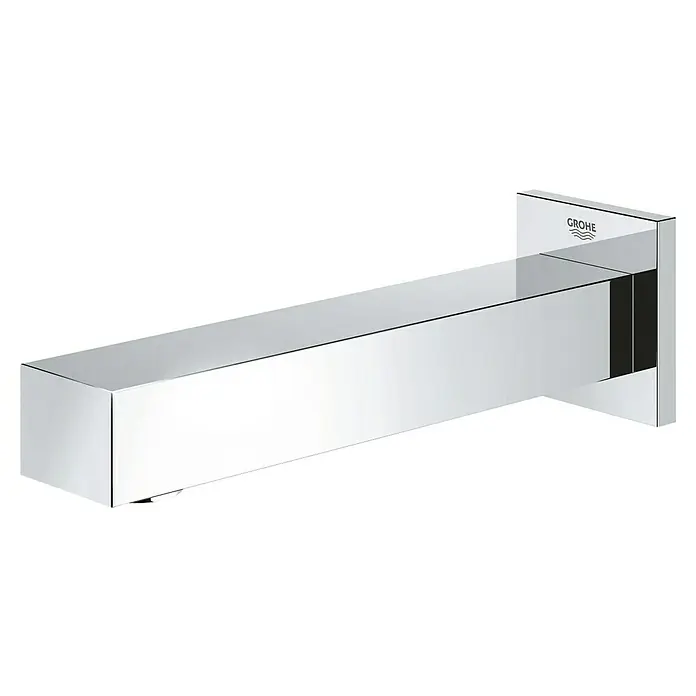 Grohe Eurocube UP-Wanneneinlauf - Chrom, Glänzend - Nahaufnahme eines Grohe Armaturauslaufs in glänzendem Chrom, der modernes Design und Funktionalität für jedes Badezimmer verspricht.