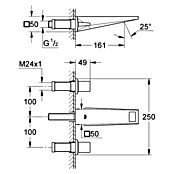 Grohe Allure Brilliant Waschtischarmatur (Wandmontage, 3 Stk., Chrom, Glänzend, Ausladung Armatur: 161 mm) | BAUHAUS