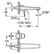 Grohe Eurostyle Waschtischarmatur (Wandmontage, Chrom, Glänzend) | BAUHAUS