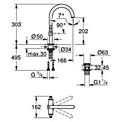 Grohe Atrio Waschtischarmatur L-Size (Hebelgriff, Hard Graphite, Matt)