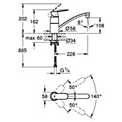 Grohe Eurosmart Cosmopolitan Spültischarmatur für die Vorfenstermontage (Chrom, Glänzend) | BAUHAUS