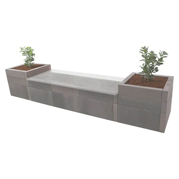 EHL Creaform Pflanzkübel eckig + Sitzbank - 321 x 67 x 60 cm, Steingrau, Beton - Die stilvolle Gartenbank mit integrierten Pflanzkästen, perfekt für jede Terrasse und jeden Garten. Einladend und modern im Design.