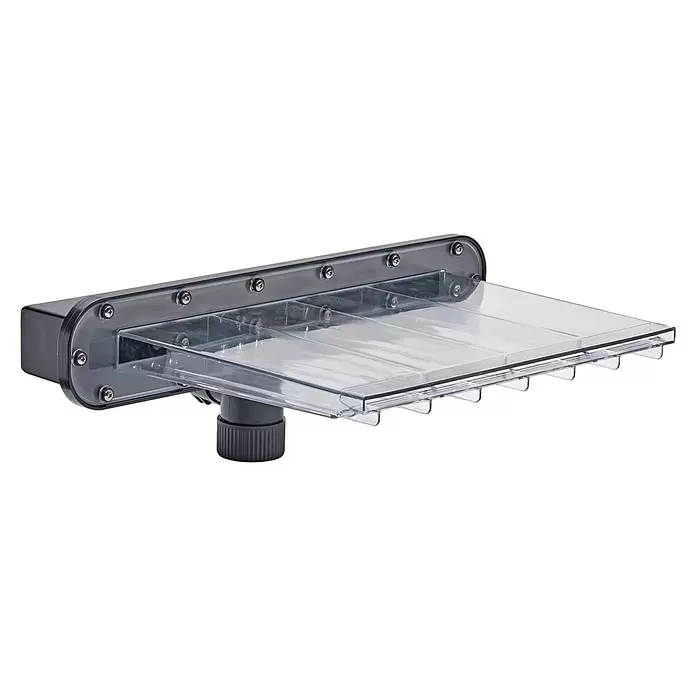 Pontec Einbau-Wasserfall PondoFall LED - Kunststoff, Anzahl LED: 24 Stk., Warmweiß - Transparenter Wasserschwall mit dunkelgrauem Gehäuse und schwarzem Anschluss, für Pools oder Teiche.
