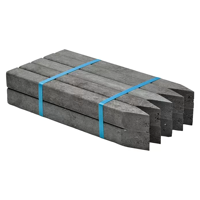 Oase Erdspieß-Set PondEdge - L x B x H: 380 x 40 x 40 mm, 10 Stk., Grau - Stapel grauer, spitzer Gartenpfähle mit blauen Bändern gebündelt.