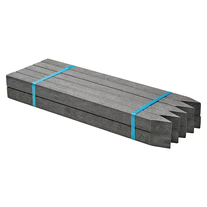 Oase Erdspieß-Set PondEdge XL - L x B x H: 580 x 40 x 40 mm, 10 Stk., Grau - Bündel grauer, spitzer Gartenpfähle mit blauen Bändern gesichert.