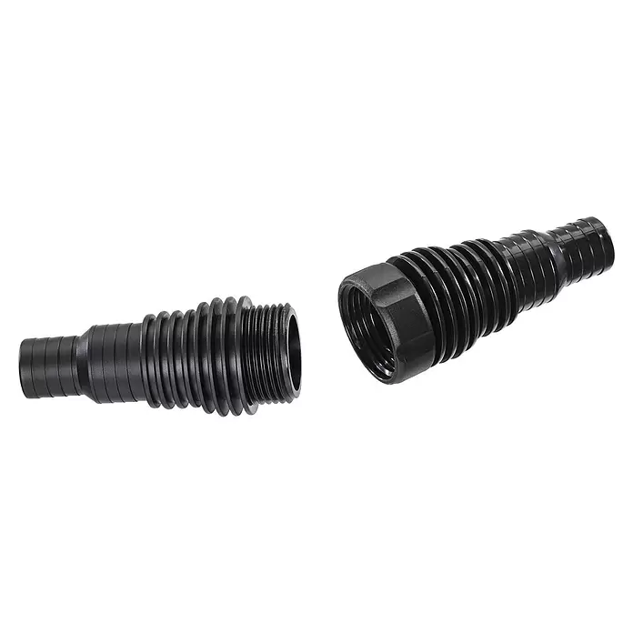 Oase Schlauchverbinder 1" - Größe Anschluss: 1″, Durchmesser: 25 mm - Zwei schwarze Wellrohr-Verbinder.