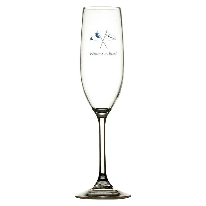 Marine Business Welcome on Board Copa de cava - 6 ud., Plástico, Transparente - Elegante copa de champán con un diseño marítimo de "Welcome on Board". Perfecta para celebraciones y amantes del mar.