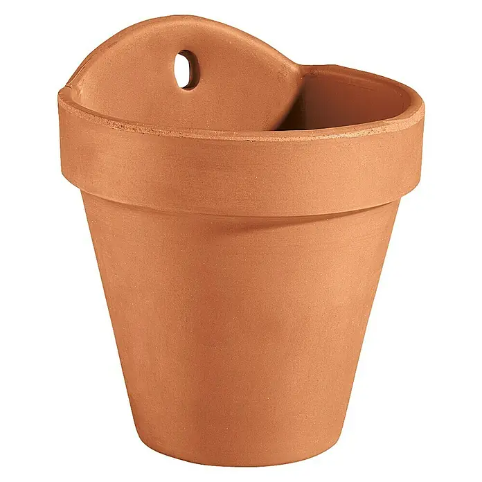 Maceta colgante para flores Pared - Dimensiones externas (Ø x Al): 18 x 18 cm, Materiales naturales, Terracota - Atractiva maceta de terracota para pared, ideal para exhibir plantas con estilo y decorar tu jardín.